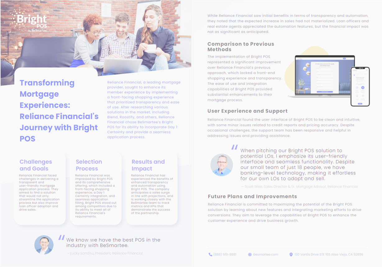 Transforming Mortgage Experiences: Reliance Financial’s Journey with Bright POS